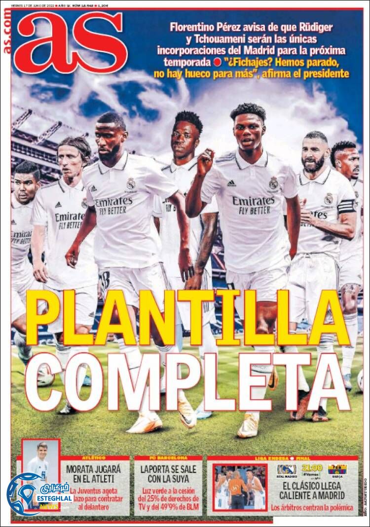 روزنامه ورزشی آ اس جمعه 27 خرداد 1401