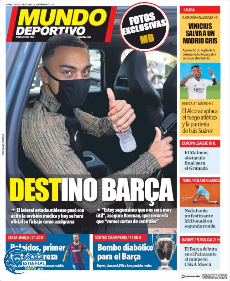 روزنامه ورزشی موندو دپورتیوو پنجشنبه 10 مهر 1399