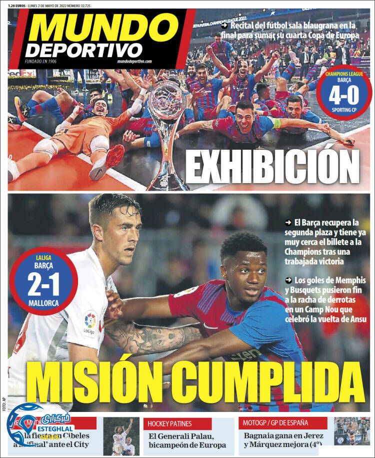 روزنامه ورزشی موندو دپورتیوو دوشنبه 12 اردیبهشت 1401