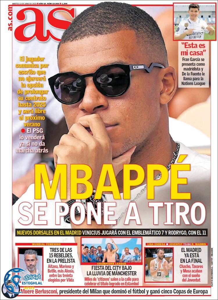 روزنامه ورزشی آ اس سه شنبه 23 خرداد 1402 