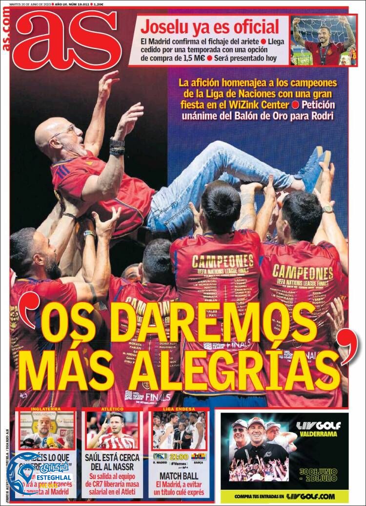 روزنامه ورزشی آ اس سه شنبه 30 خرداد 1402 