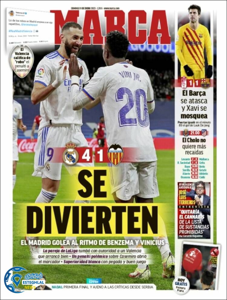 روزنامه ورزشی مارکا یکشنبه 19 دی 1400