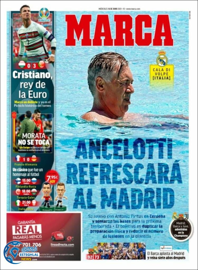 روزنامه ورزشی مارکا چهارشنبه 26 خرداد 1400