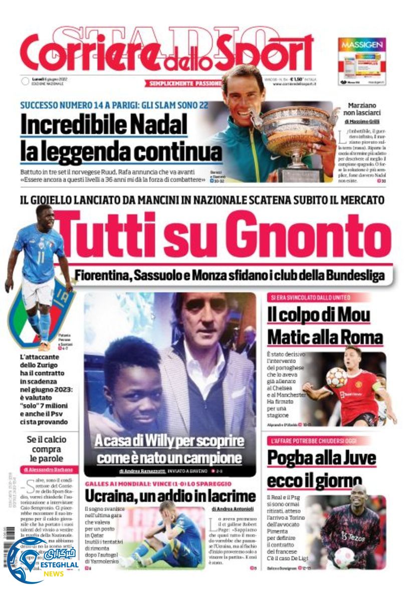 روزنامه ورزشی کوریره دلو اسپورت دوشنبه 16 خرداد 1401