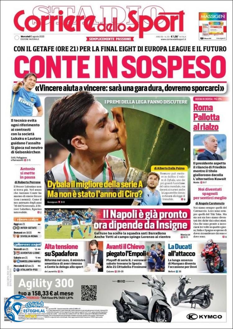 روزنامه ورزشی کوریره دلو اسپورت چهارشنبه 15 مرداد 1399