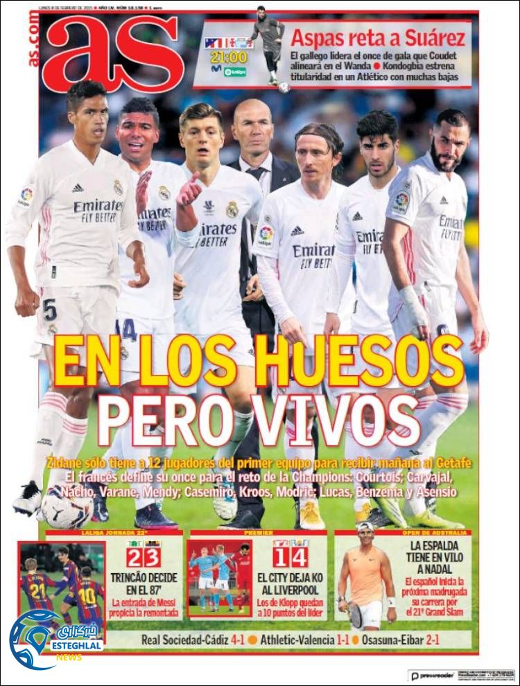 روزنامه ورزشی آاس دوشنبه 20 بهمن 1399