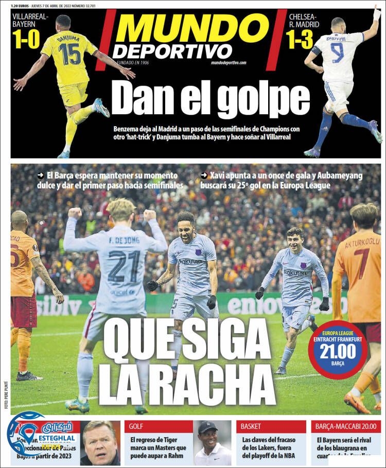 روزنامه ورزشی موندو دپورتیوو پنجشنبه 18 فروردین 1401