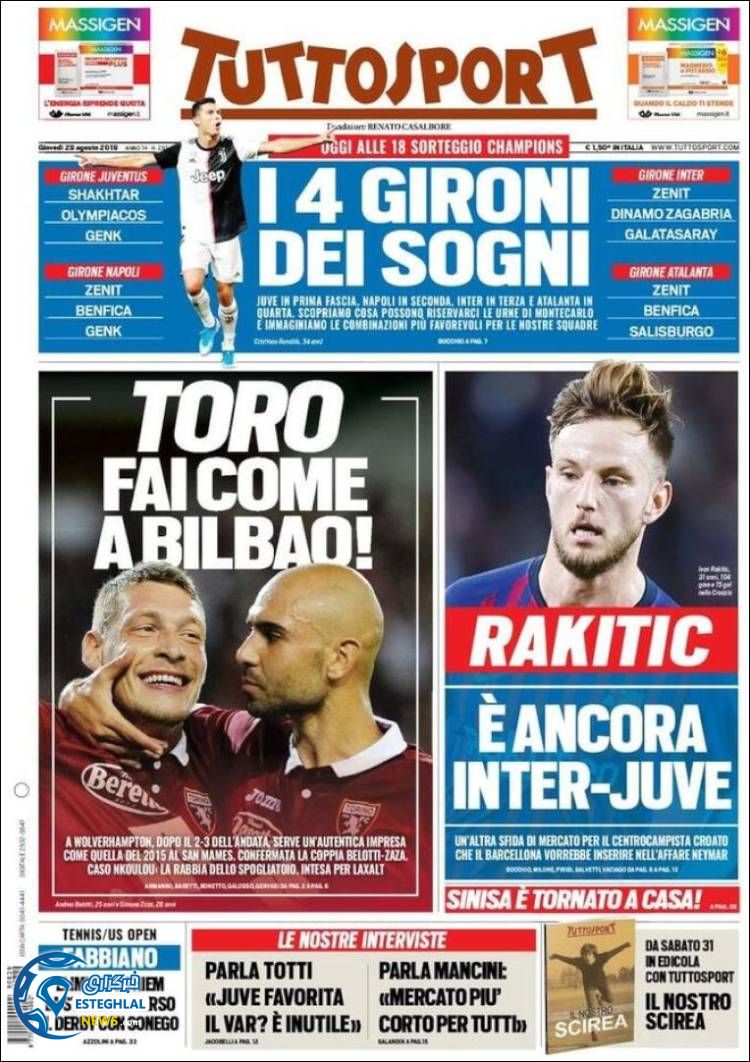 روزنامه ورزشی توتو اسپورت پنجشنبه 7 شهریور 1398