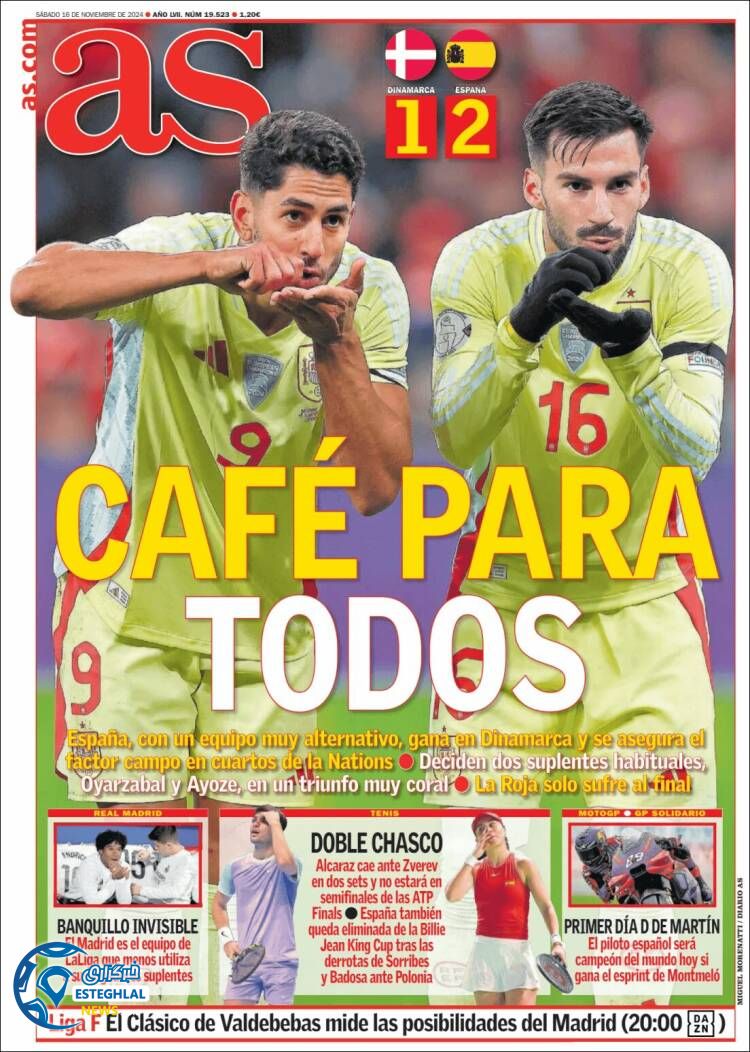 روزنامه ورزشی آ اس شنبه 26 آبان 1403 