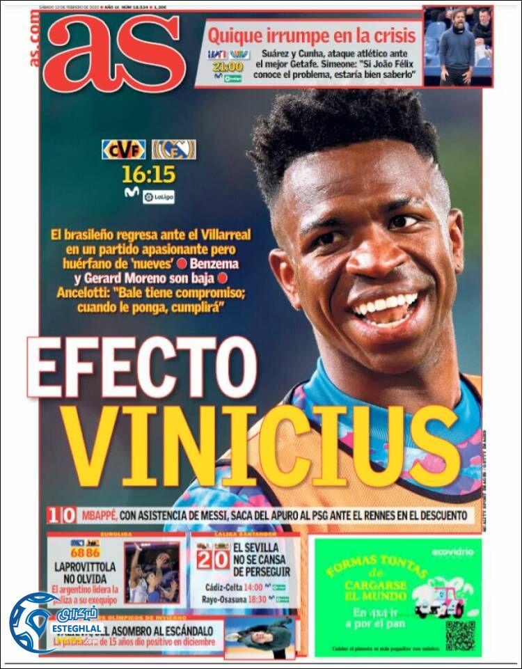 روزنامه ورزشی آ اس شنبه 23 بهمن 1400