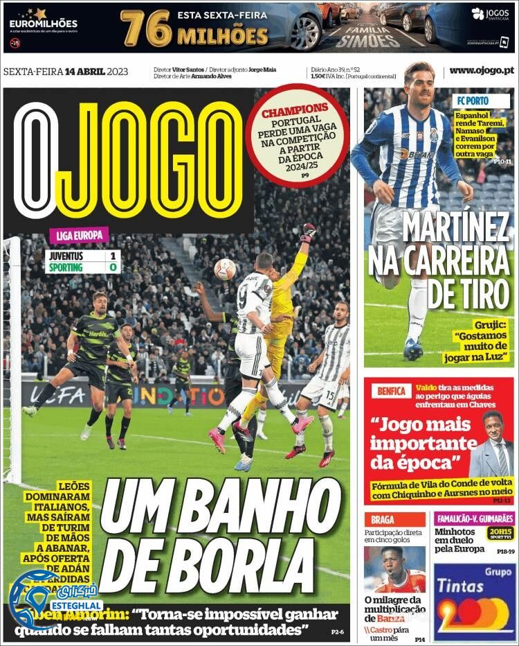 روزنامه  ورزشی اوجوگو جمعه 25 فروردین 1402 