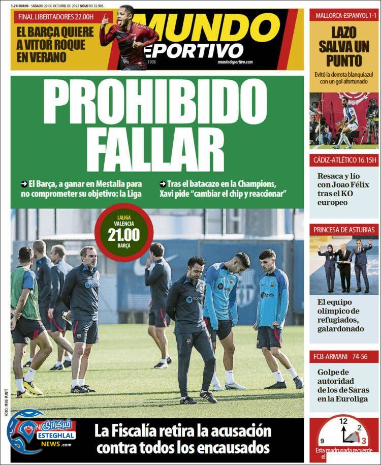 روزنامه ورزشی موندو دپورتیوو شنبه 7 آبان 1401 