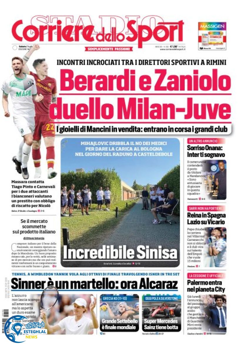 روزنامه ورزشی کوریره دلو اسپورت شنبه 11 تیر 1401