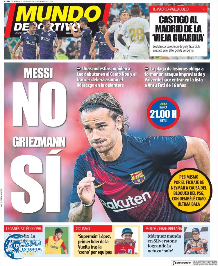 روزنامه ورزشی موندو دپورتیوو یکشنبه 3 شهریور 1398