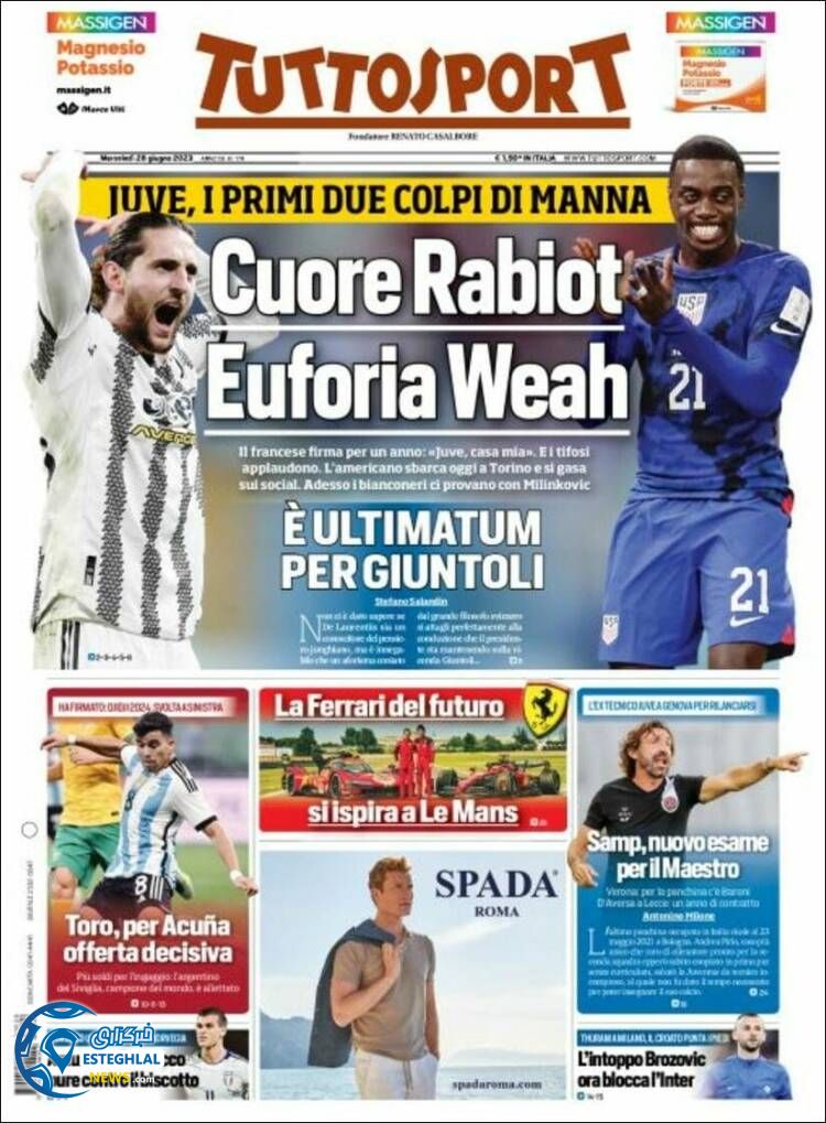 روزنامه ورزشی توتو اسپورت چهارشنبه 7 تیر 1402