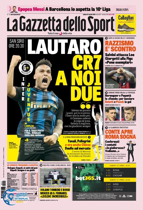 روزنامه ورزشی گاتزتا دلو اسپورت شنبه 7 اردیبهشت 1398 