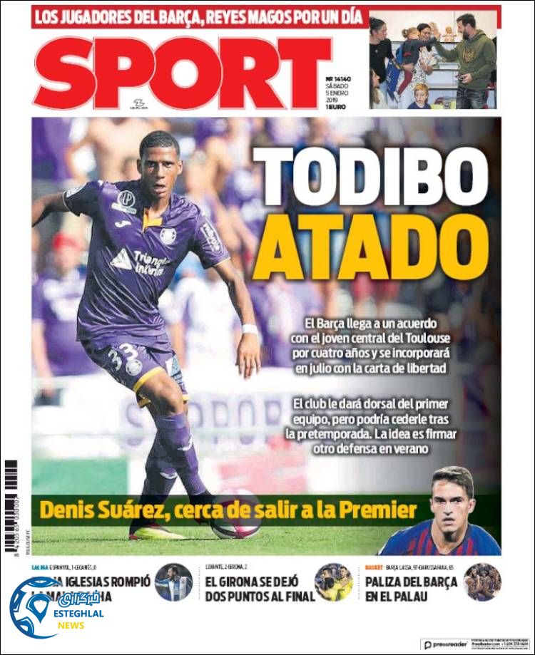 روزنامه ورزشی اسپورت شنبه 15 دی 1397