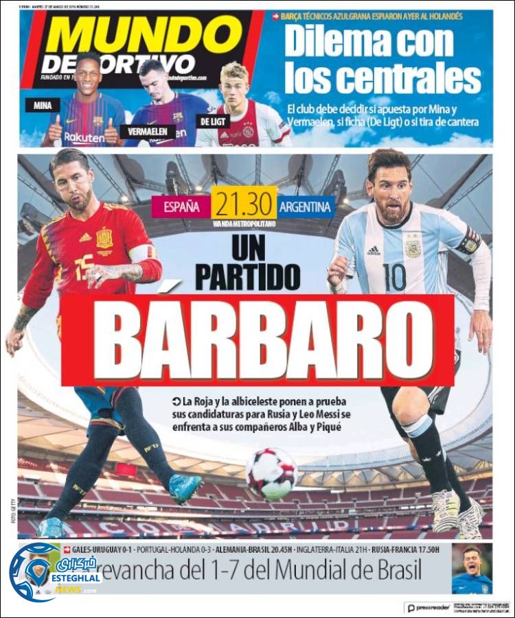 روزنامه موندو دپورتیوو سه شنبه 7 فروردین 1397