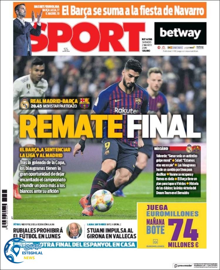 روزنامه اسپورت شنبه 11 اسفند 1397 