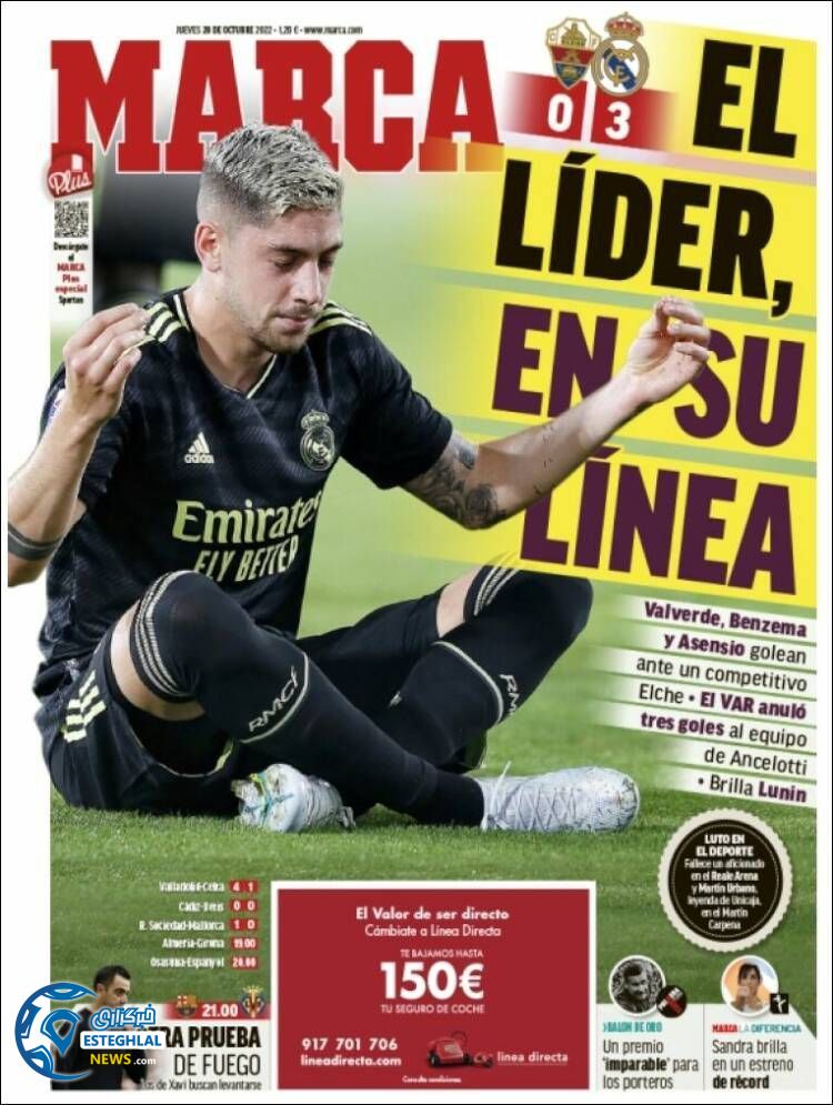 روزنامه ورزشی مارکا پنجشنبه 28 مهر 1401 