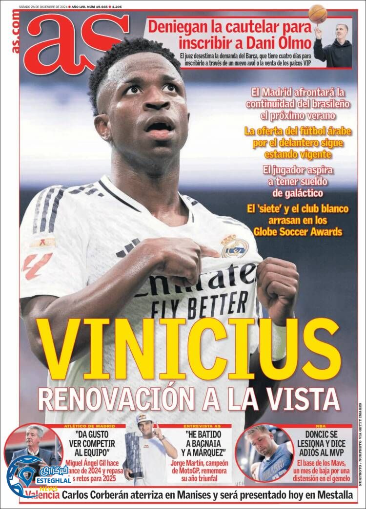 روزنامه  ورزشی آ اس شنبه 8 دی 1403 