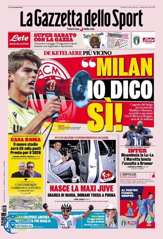 روزنامه ورزشی گاتزتا دلو اسپورت جمعه 17 تیر 1401