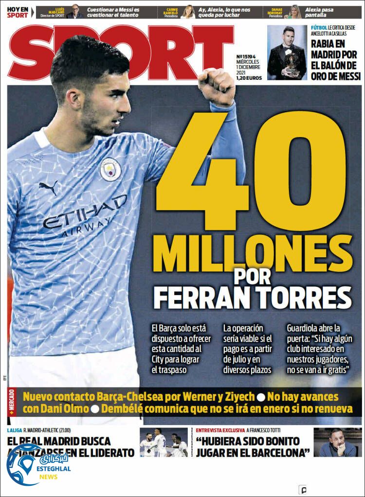 روزنامه ورزشی اسپورت چهارشنبه 10 آذر 1400