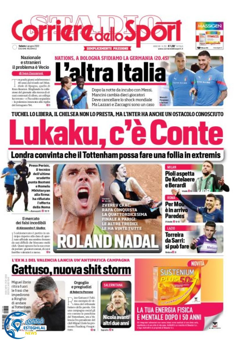 روزنامه ورزشی کوریره دلو اسپورت شنبه 14 خرداد 1401