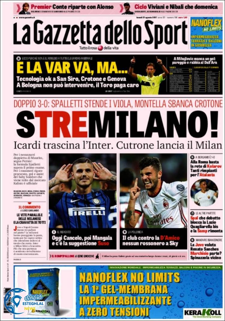 روزنامه گاتزتادلو 30 مرداد 1396