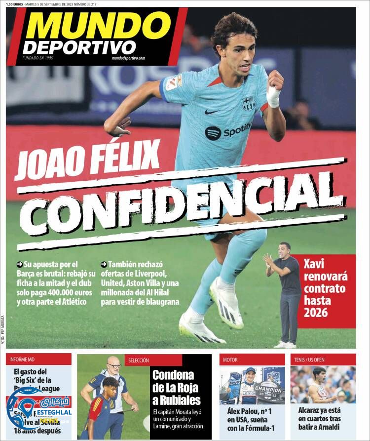 روزنامه ورزشی موندو دپورتیوو سه شنبه 14 شهریور 1402