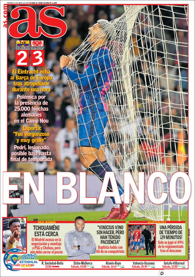 روزنامه ورزشی آ اس جمعه 26 فروردین 1401