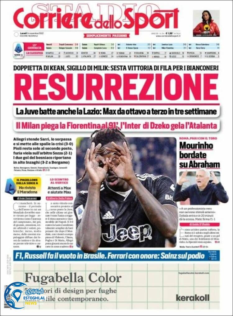 روزنامه ورزشی کوریره دلو اسپورت دوشنبه 23 آبان 1401 