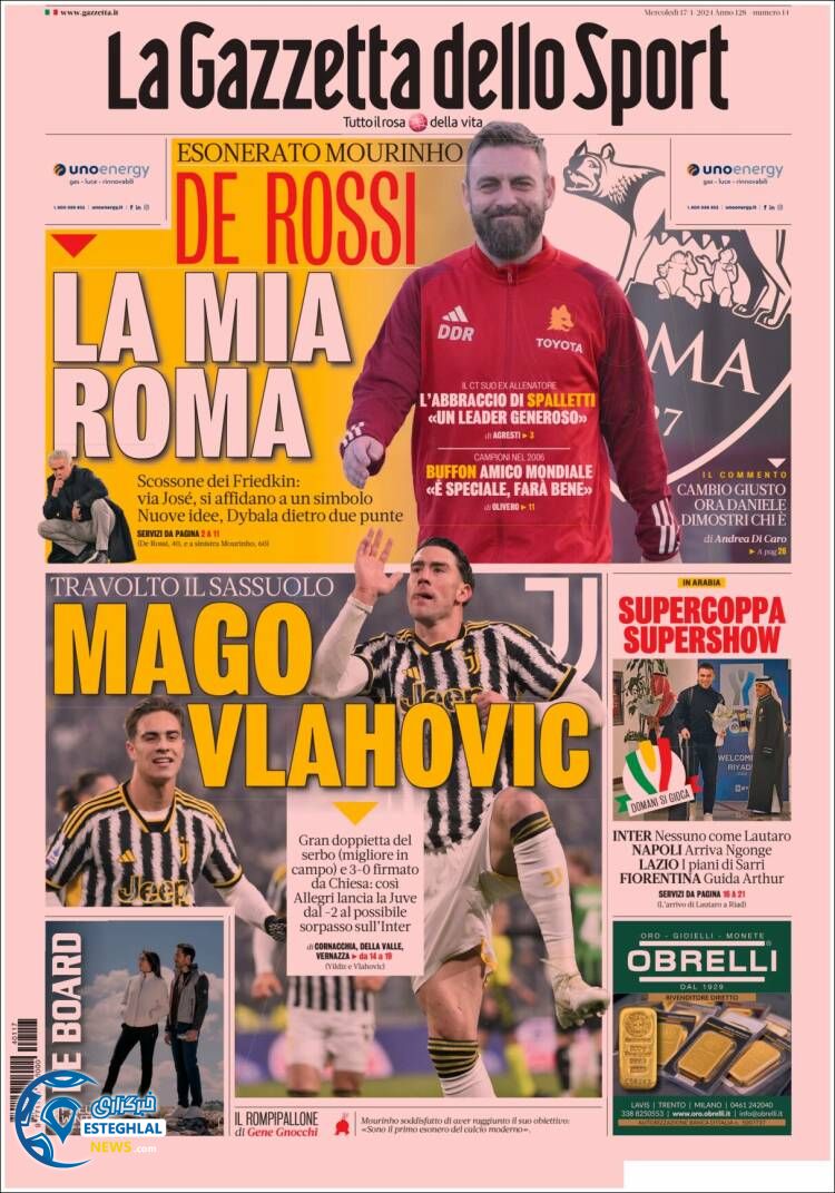 روزنامه ورزشی گلتزتا دلو اسپورت چهارشنبه 27 دی 1402 