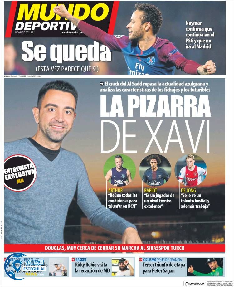 روزنامه ورزشی موندو دپورتیوو شنبه 30 تیر 1397