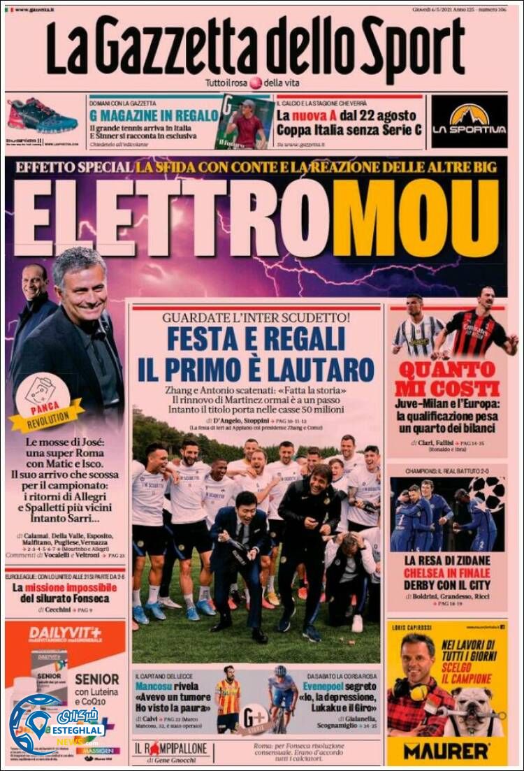 روزنامه ورزشی گاتزتا دلو اسپورت پنجشنبه 16 اردیبهشت 1400