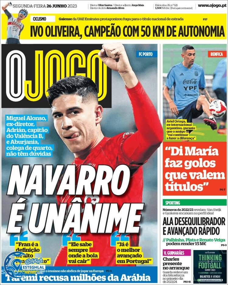 روزنامه ورزشی اوجوگو دوشنبه 5 تیر 1402 