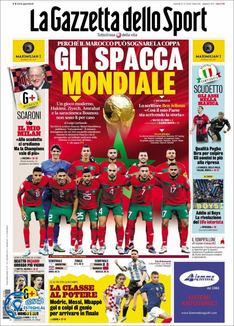 روزنامه ورزشی گاتزتا دلو اسپورت دوشنبه 21 آذر 1401