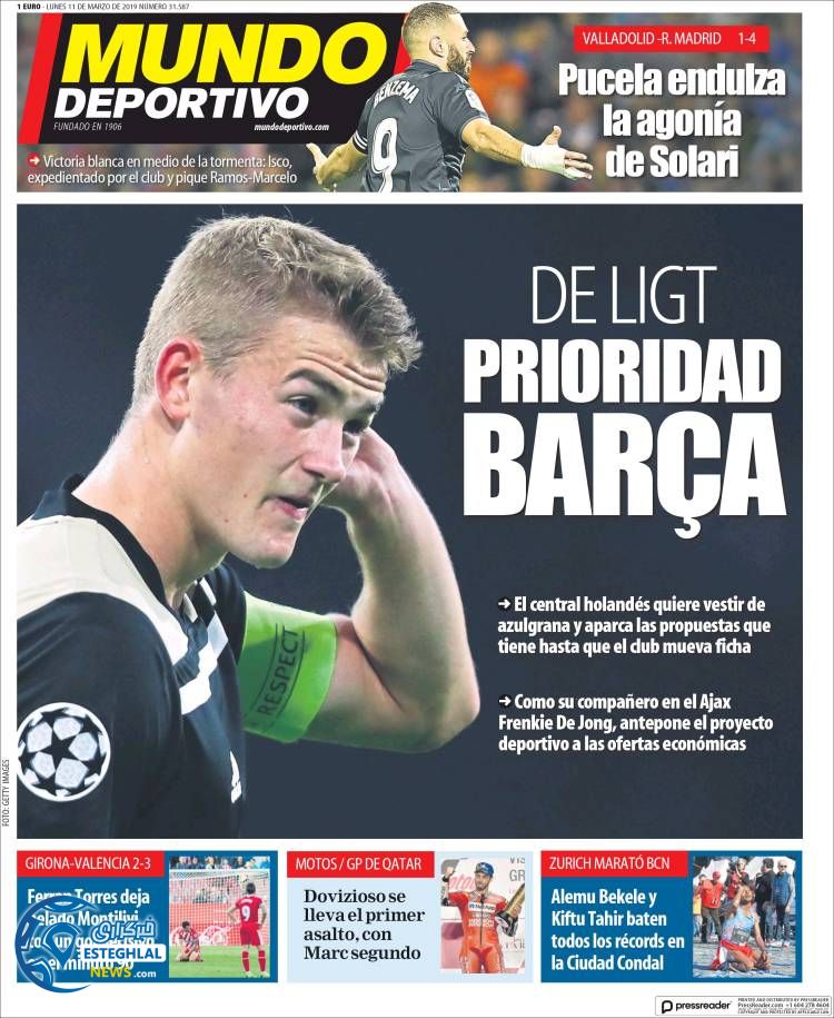 روزنامه ورزشی موندو دپورتیوو دوشنبه 20 اسفند 1397