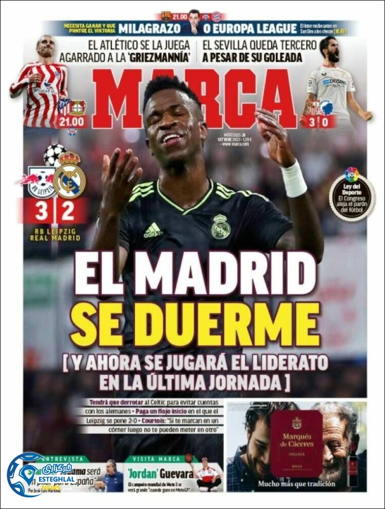 روزنامه  ورزشی مارکا چهارشنبه 4 آبان 1401 