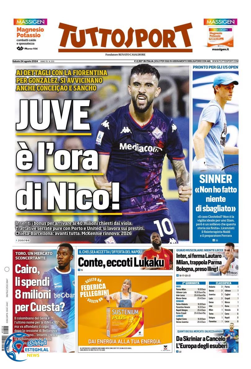 روزنامه  ورزشی توتو اسپورت شنبه 3 شهریور 1403 