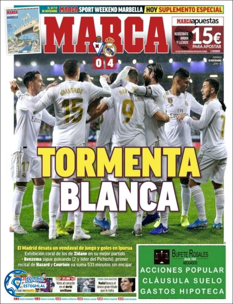 روزنامه ورزشی مارکا یکشنبه 19 آبان 1398