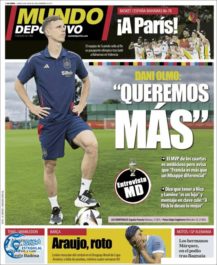 روزنامه  ورزشی موندو دپورتیوو دوشنبه 18 تیر 1403 
