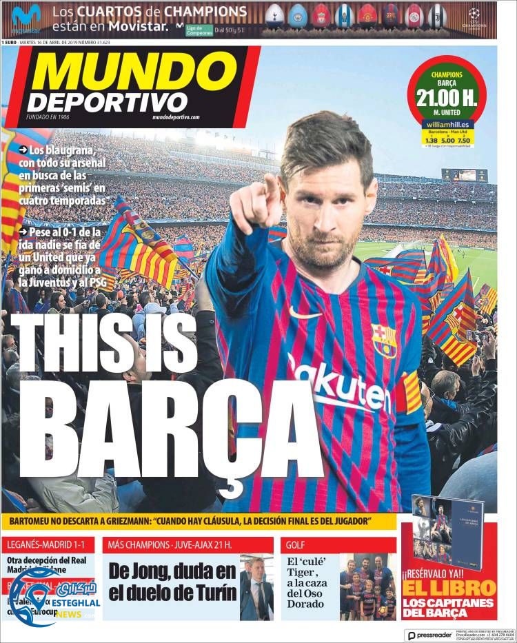 روزنامه ورزشی موندو دپورتیوو سه شنبه 27 فروردین 1398