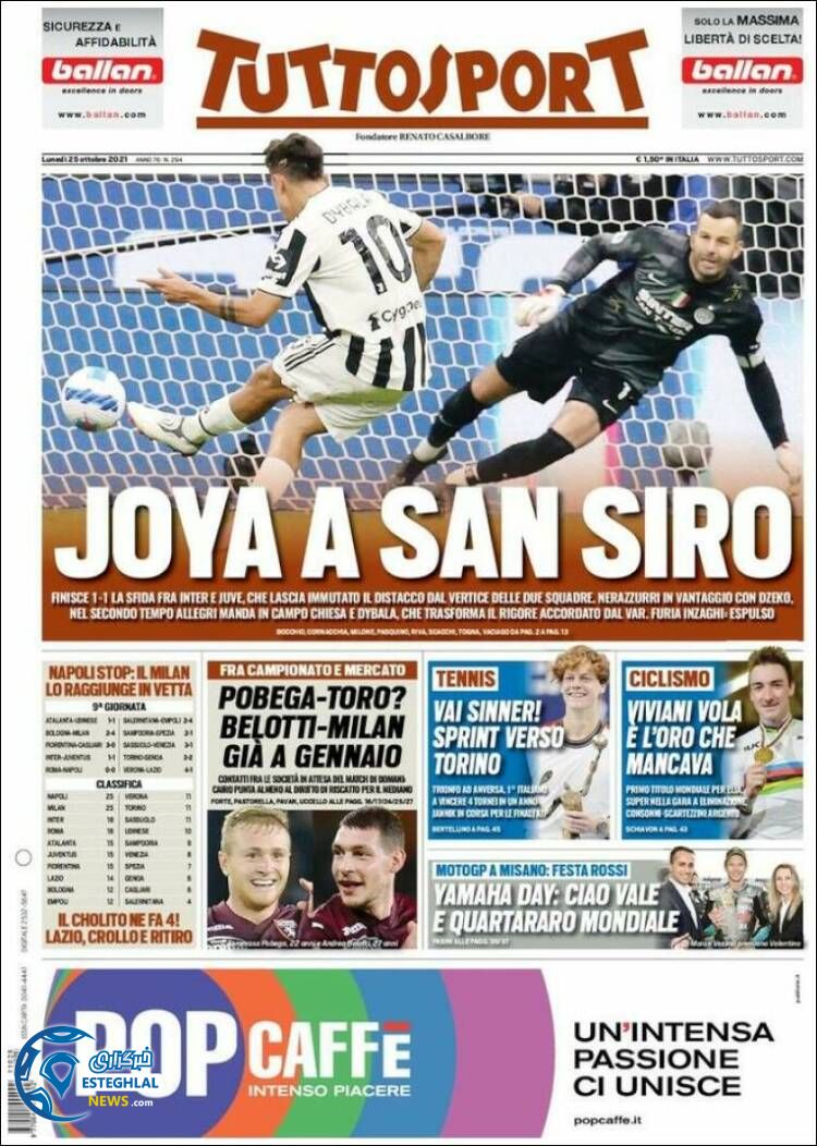 روزنامه ورزشی توتو اسپورت دوشنبه 3 آبان 1400