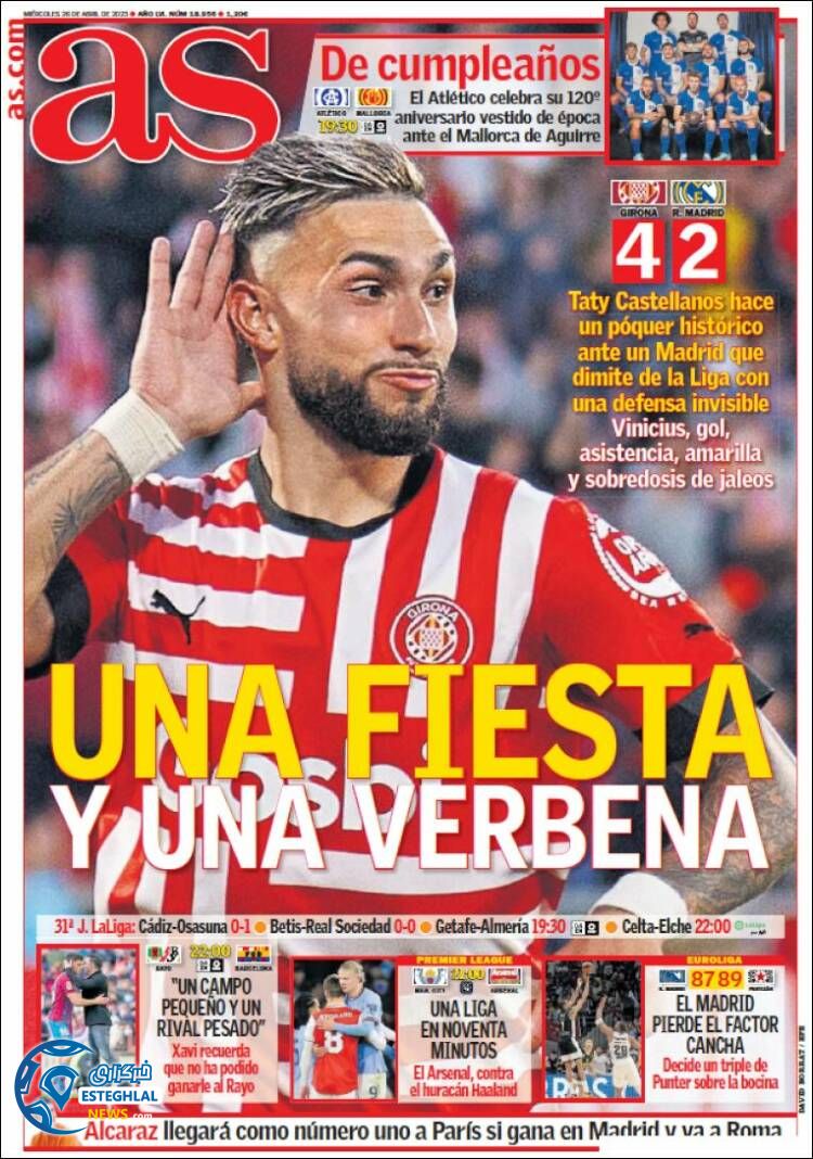 روزنامه ورزشی آ اس چهارشنبه 6 اردیبهشت 1402 