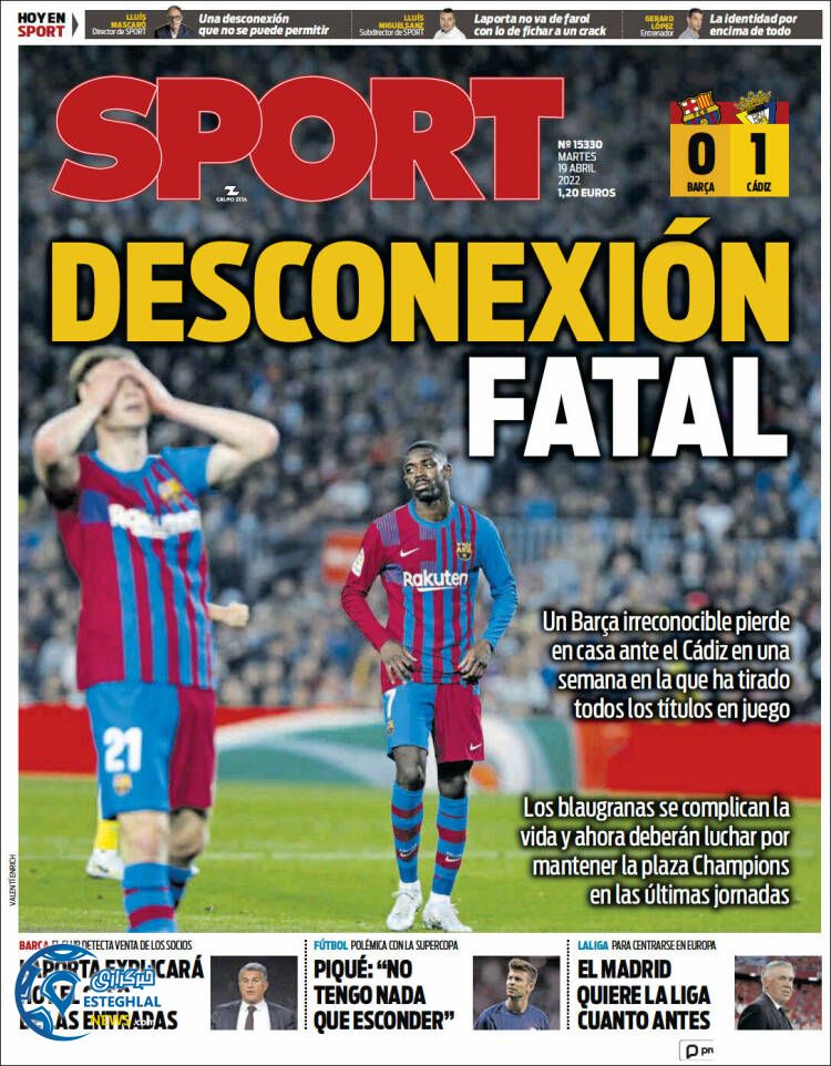 روزنامه ورزشی اسپورت سه شنبه 30 فروردین 1401