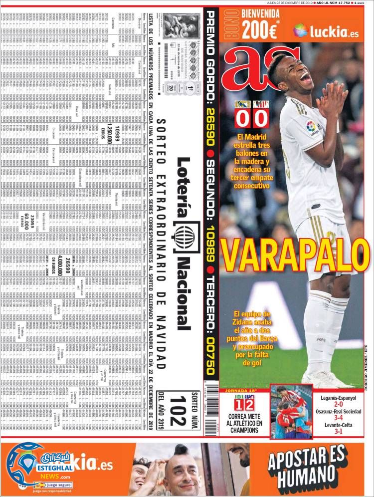 روزنامه ورزشی آاس دوشنبه 2 دی 1398