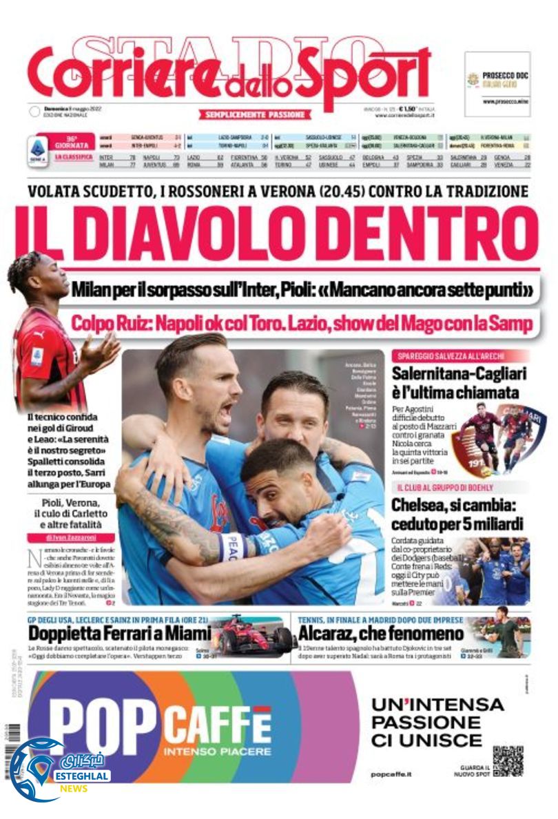 روزنامه ورزشی کوریره دلو اسپورت یکشنبه 18 اردیبهشت 1401