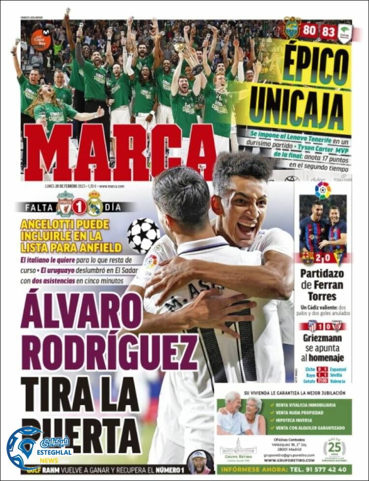 روزنامه ورزشی مارکا دوشنبه 1 اسفند 1401 