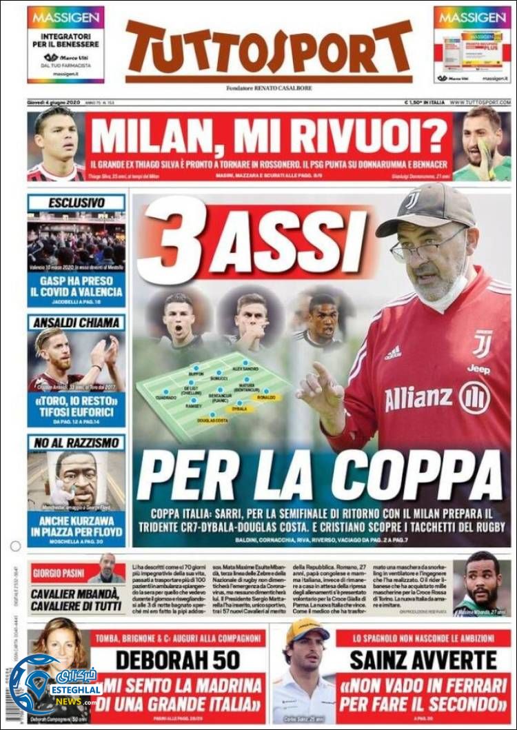 روزنامه ورزشی توتو اسپورت پنجشنبه 15 خرداد 1399